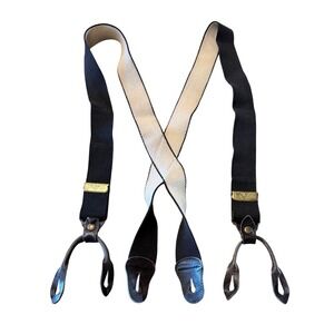 Vintage Police Brace Suspenders Leather Button Tabs Adjustable Classic Style 3c2